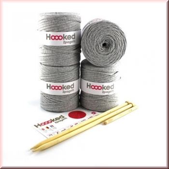 Hoooked DIY Häkel- und Strickset Pouf Sporty Grey