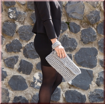Preview: Hoooked Clutch Charly Silber Glitzer