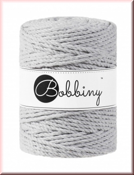 Bobbiny Macramegarn Durchmesser 5 mm 100 Meter 3 fach gedreht Hellgrau