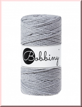Bobbiny Macramegarn Durchmesser 3 mm 100 Meter 3fach gedreht Silver