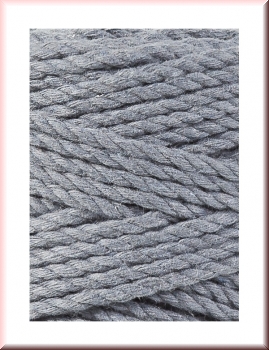 Preview: Bobbiny Macramegarn Durchmesser 3 mm 100 Meter 3fach gedreht Steel