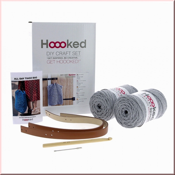 Hoooked DIY Häkelset Tasche Tiago hellgrau