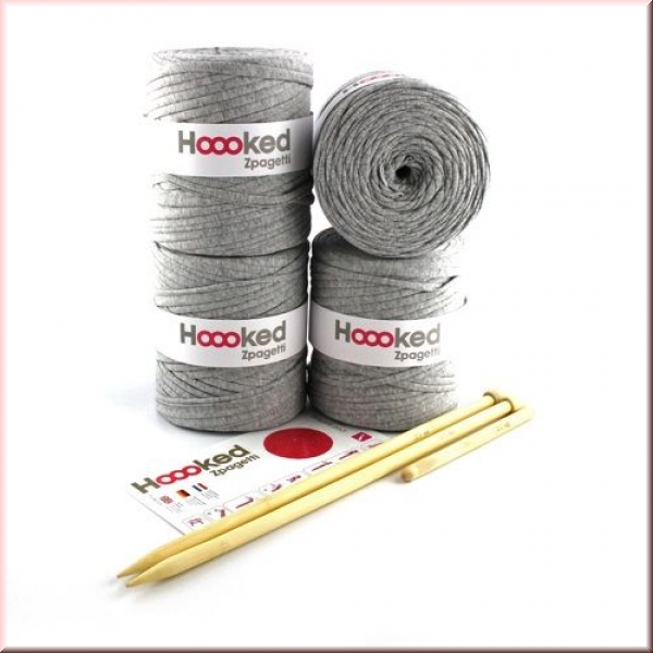 Hoooked DIY Häkel- und Strickset Pouf Sporty Grey
