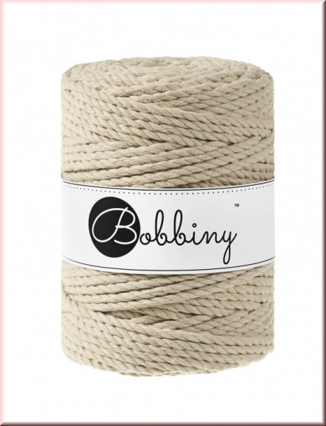 Bobbiny Macramegarn Durchmesser 5 mm 100 Meter 3 fach gedreht Beige