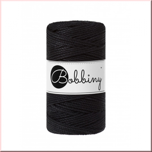 Bobbiny Macramegarn Durchmesser 3 mm 100 Meter 3fach gedreht Schwarz