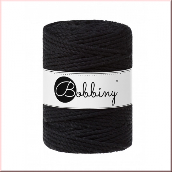 Bobbiny Macramegarn Durchmesser 5 mm 100 Meter 3 fach gedreht Schwarz