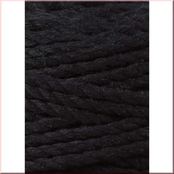Bobbiny Macramegarn Durchmesser 5 mm 100 Meter 3 fach gedreht Schwarz