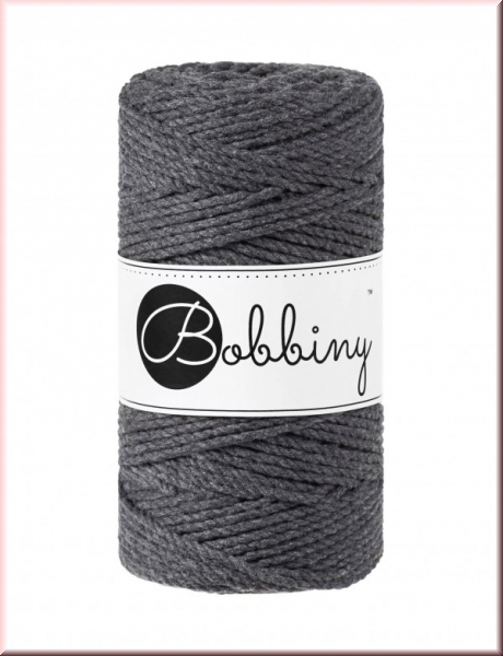 Bobbiny Macramegarn Durchmesser 3 mm 100 Meter 3fach gedreht Charcoal