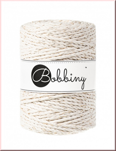 Bobbiny Macramegarn Durchmesser 5 mm 100 Meter 3 fach gedreht Golden Natural