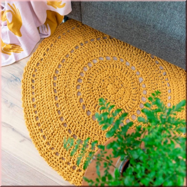 DIY Häkelset Runder Teppich Volterra Harvest Ocre