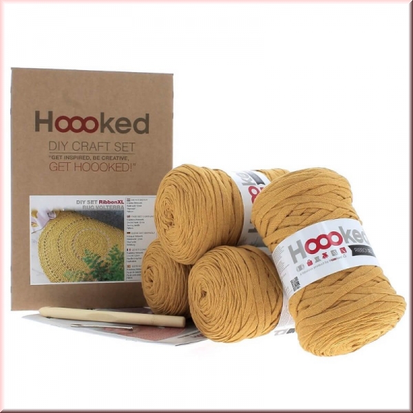 DIY Häkelset Runder Teppich Volterra Harvest Ocre