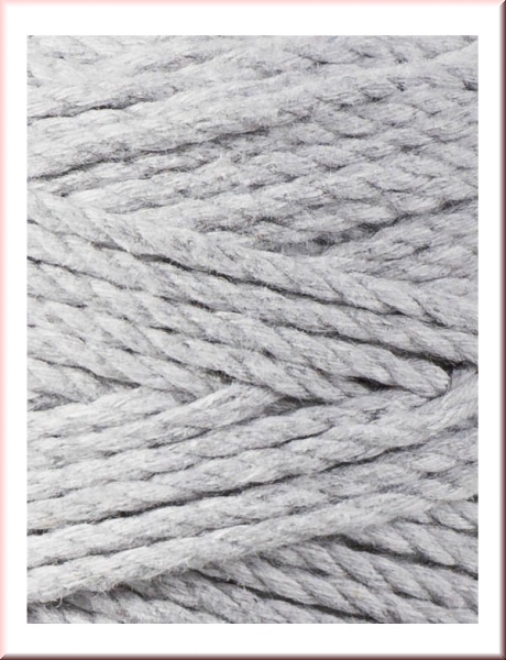 Bobbiny Macramegarn Durchmesser 3 mm 100 Meter 3fach gedreht Hellgrau