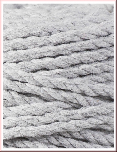 Bobbiny Macramegarn Durchmesser 5 mm 100 Meter 3 fach gedreht Hellgrau
