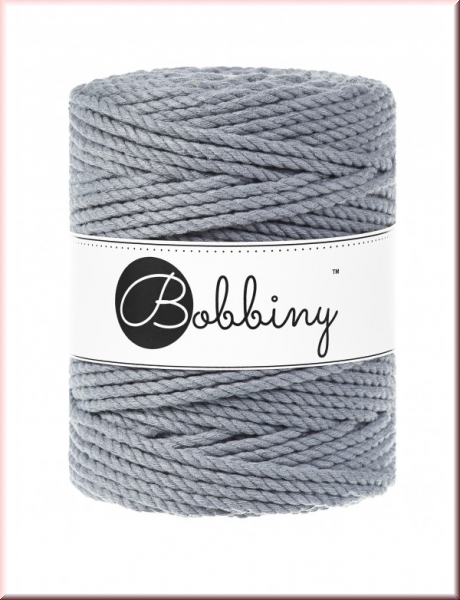 Bobbiny Macramegarn Durchmesser 5 mm 100 Meter 3 fach gedreht Steel